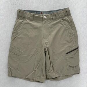 Simms Fishing Guide Series Shorts Mens M Beige Cargo Stretch Fishing 9" Outdoor